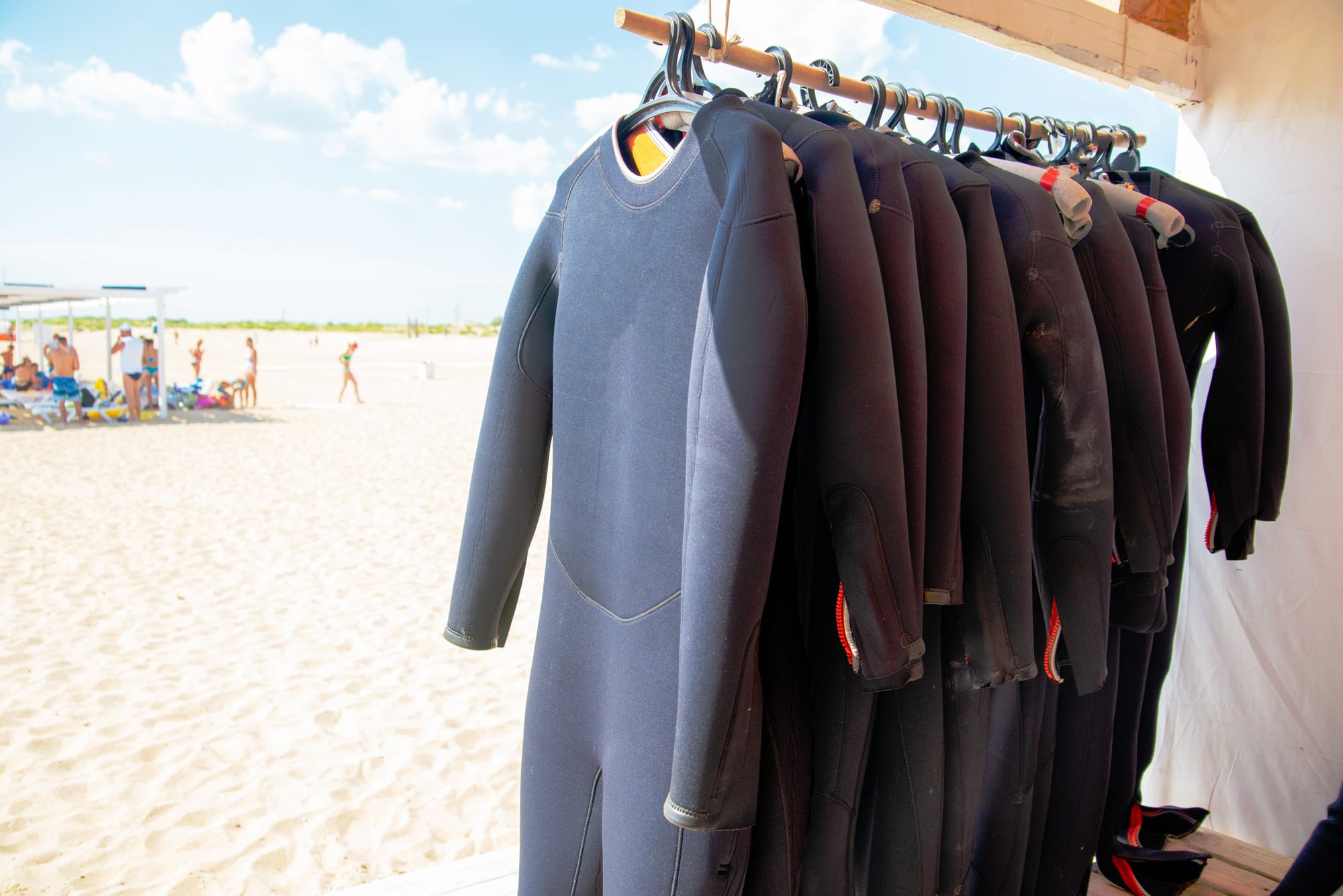scuba diving wetsuit hanging up to dry