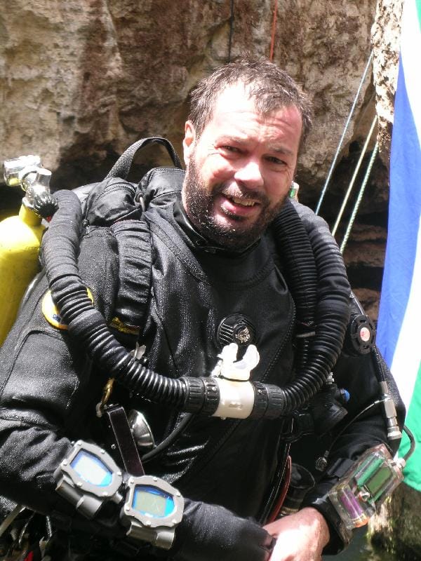 A portrait of Dave Shave Shaw or David John Shaw in front of Bushman's Hole